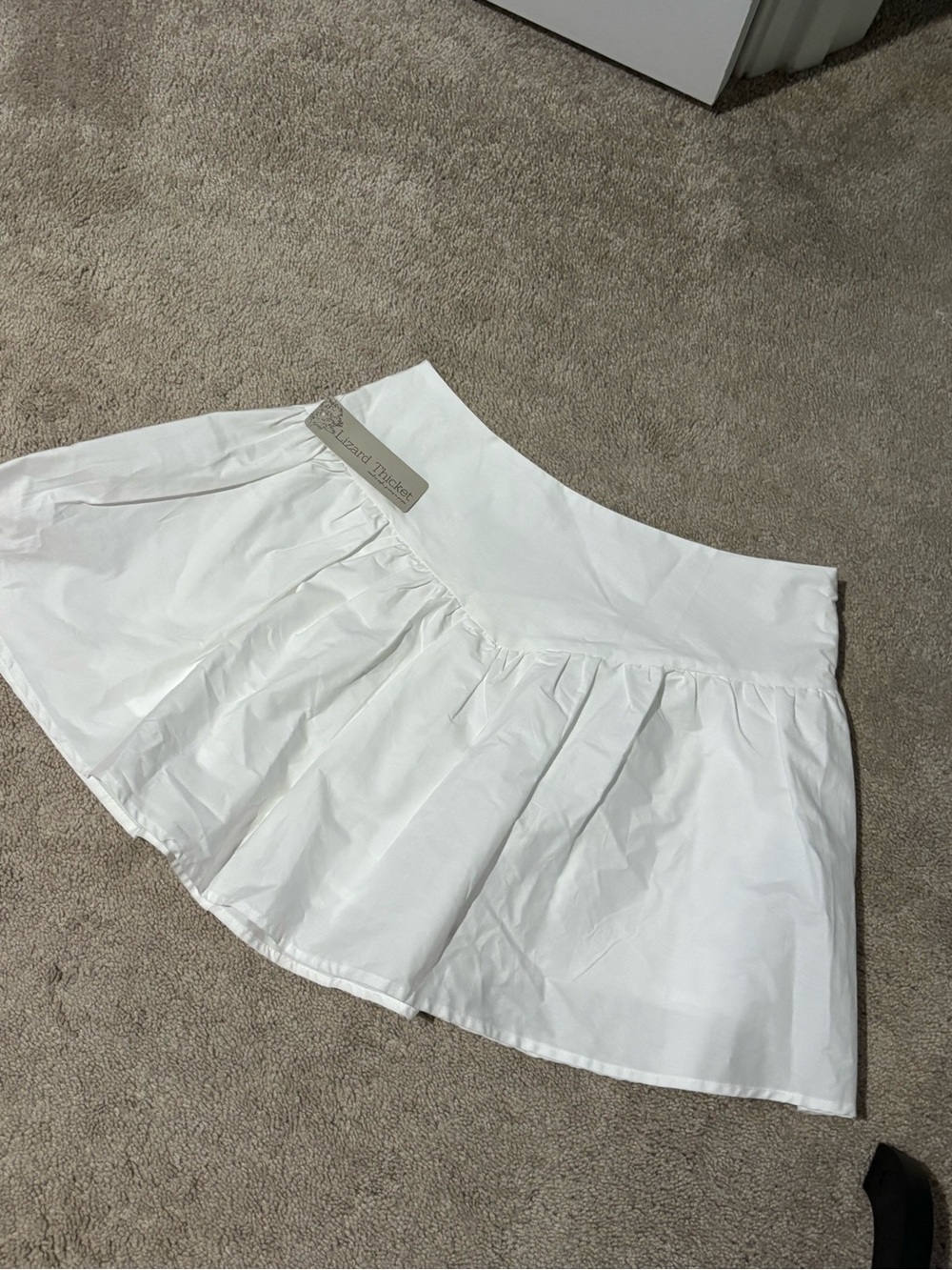 White Circle Skater Skirt with Wide Waistband
